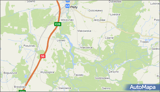 mapa Makowice gmina Płoty, Makowice gmina Płoty na mapie Targeo