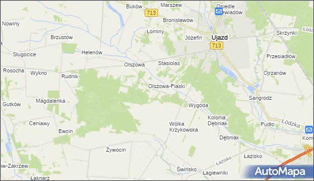 mapa Maksymów gmina Ujazd, Maksymów gmina Ujazd na mapie Targeo