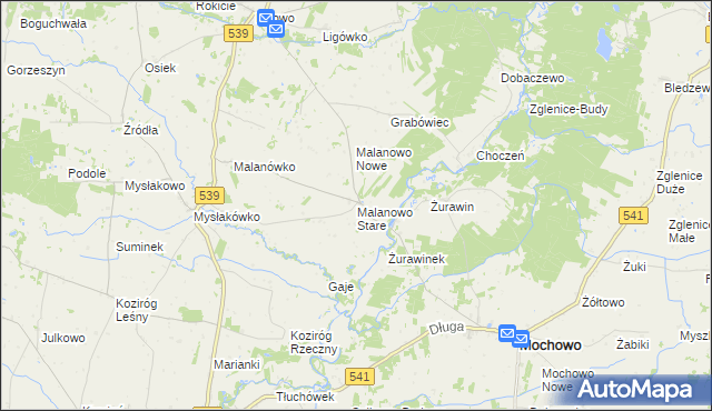 mapa Malanowo Stare, Malanowo Stare na mapie Targeo