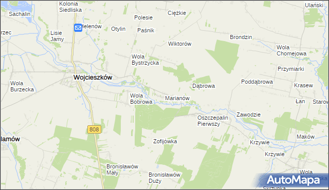 mapa Marianów gmina Wojcieszków, Marianów gmina Wojcieszków na mapie Targeo