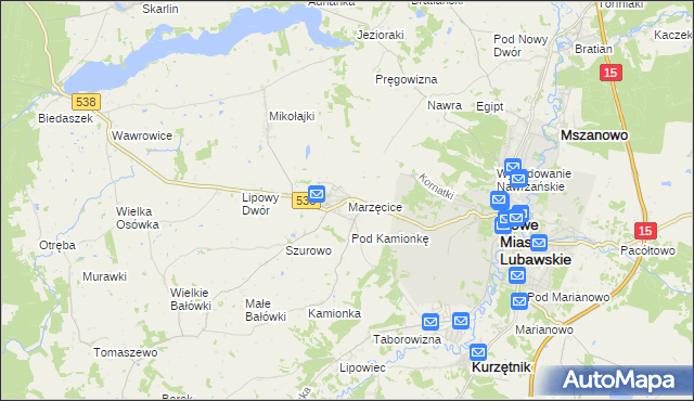 mapa Marzęcice gmina Kurzętnik, Marzęcice gmina Kurzętnik na mapie Targeo