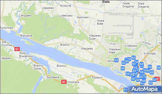 mapa Maszewo gmina Stara Biała, Maszewo gmina Stara Biała na mapie Targeo