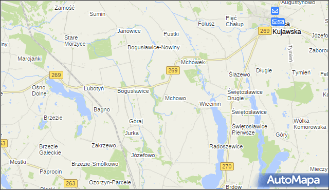 mapa Mchowo gmina Babiak, Mchowo gmina Babiak na mapie Targeo