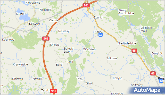 mapa Miechowo, Miechowo na mapie Targeo