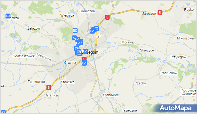 mapa Międzyrzecze gmina Strzegom, Międzyrzecze gmina Strzegom na mapie Targeo