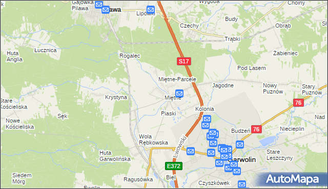 mapa Miętne, Miętne na mapie Targeo