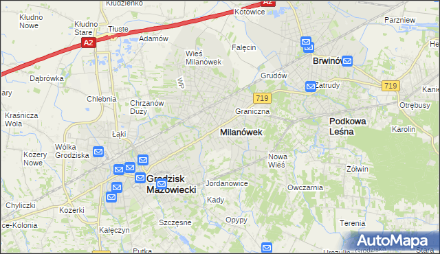 mapa Milanówek, Milanówek na mapie Targeo