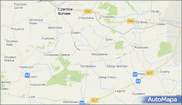 mapa Miłoszewiec, Miłoszewiec na mapie Targeo