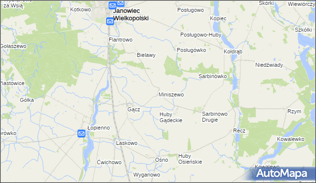 mapa Miniszewo, Miniszewo na mapie Targeo