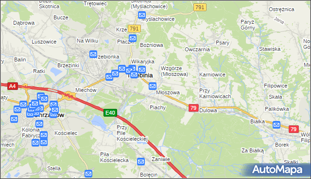mapa Młoszowa, Młoszowa na mapie Targeo