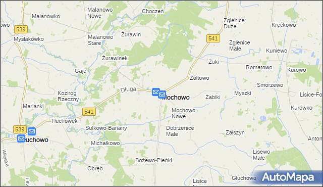 mapa Mochowo powiat sierpecki, Mochowo powiat sierpecki na mapie Targeo