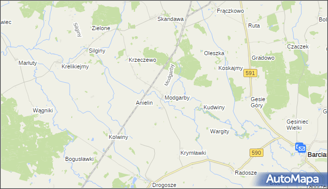 mapa Modgarby, Modgarby na mapie Targeo