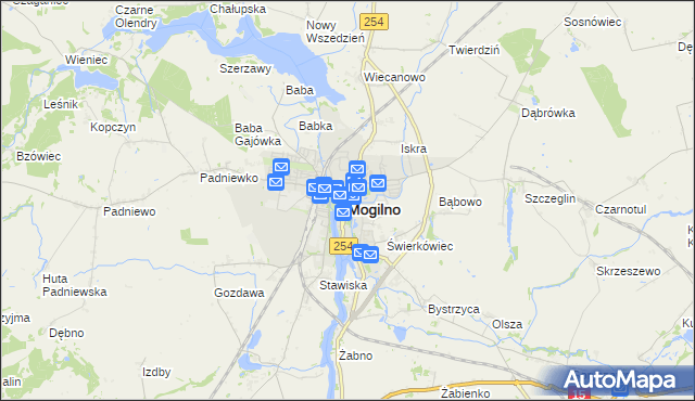 mapa Mogilno, Mogilno na mapie Targeo