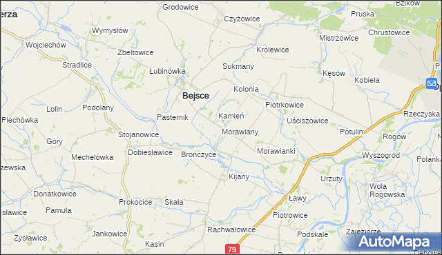 mapa Morawiany, Morawiany na mapie Targeo