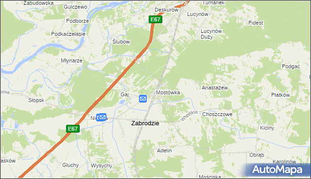 mapa Mostówka gmina Zabrodzie, Mostówka gmina Zabrodzie na mapie Targeo