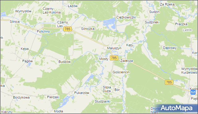 mapa Mosty gmina Żytno, Mosty gmina Żytno na mapie Targeo