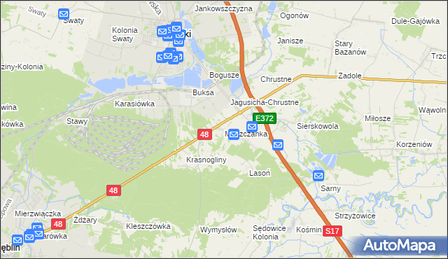 mapa Moszczanka gmina Ryki, Moszczanka gmina Ryki na mapie Targeo