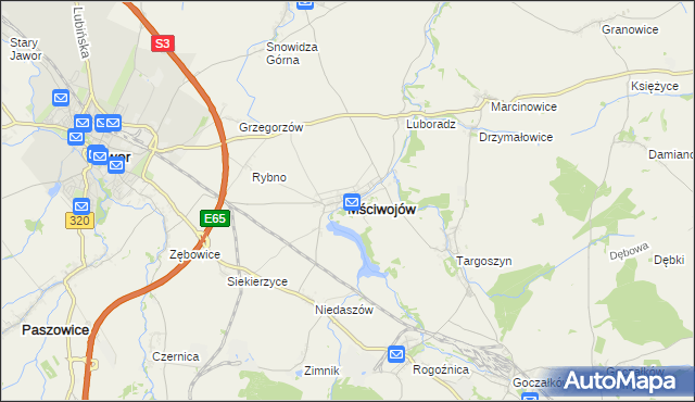 mapa Mściwojów, Mściwojów na mapie Targeo
