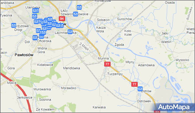 mapa Munina, Munina na mapie Targeo
