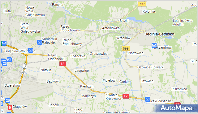 mapa Myśliszewice, Myśliszewice na mapie Targeo