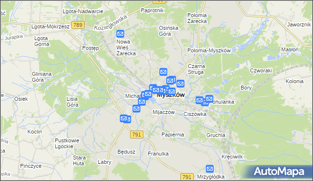 mapa Myszków, Myszków na mapie Targeo