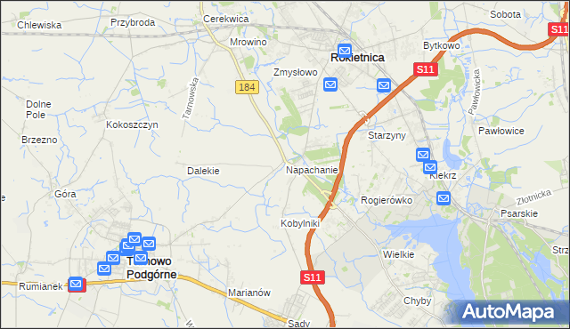 mapa Napachanie, Napachanie na mapie Targeo