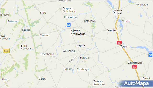 mapa Napole gmina Kijewo Królewskie, Napole gmina Kijewo Królewskie na mapie Targeo