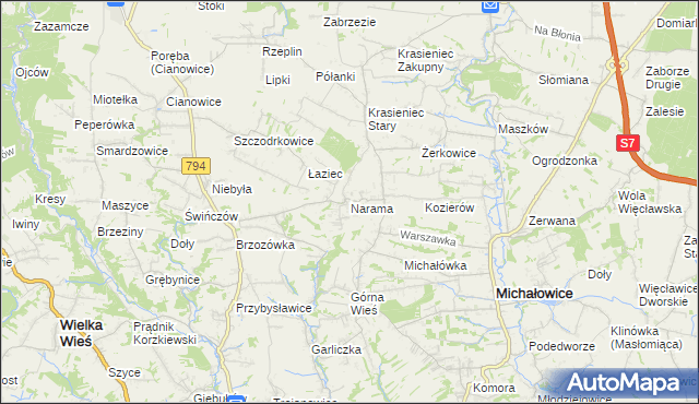 mapa Narama, Narama na mapie Targeo