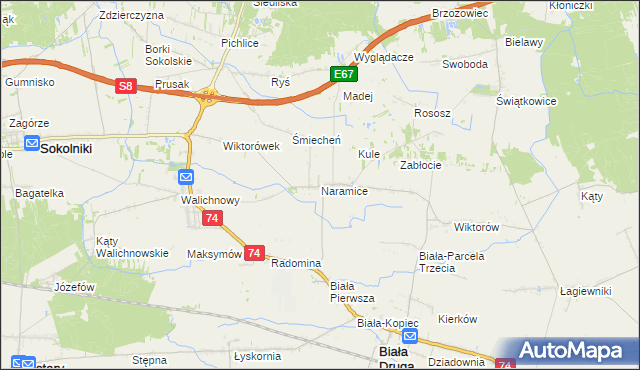 mapa Naramice, Naramice na mapie Targeo