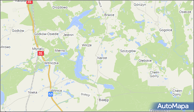 mapa Narost, Narost na mapie Targeo