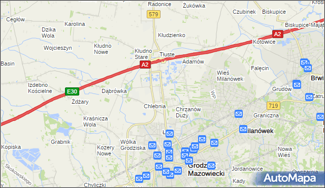 mapa Natolin gmina Grodzisk Mazowiecki, Natolin gmina Grodzisk Mazowiecki na mapie Targeo