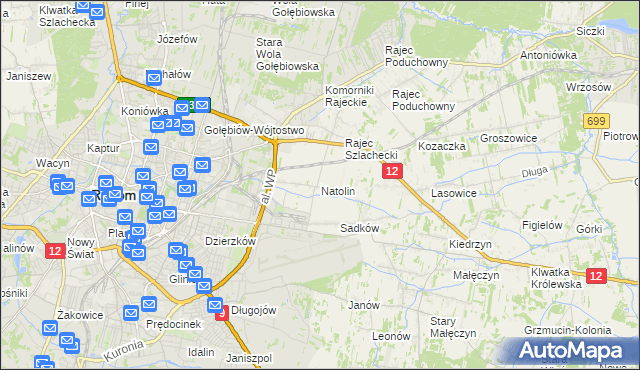 mapa Natolin gmina Jedlnia-Letnisko, Natolin gmina Jedlnia-Letnisko na mapie Targeo