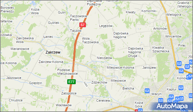 mapa Nieczatów, Nieczatów na mapie Targeo