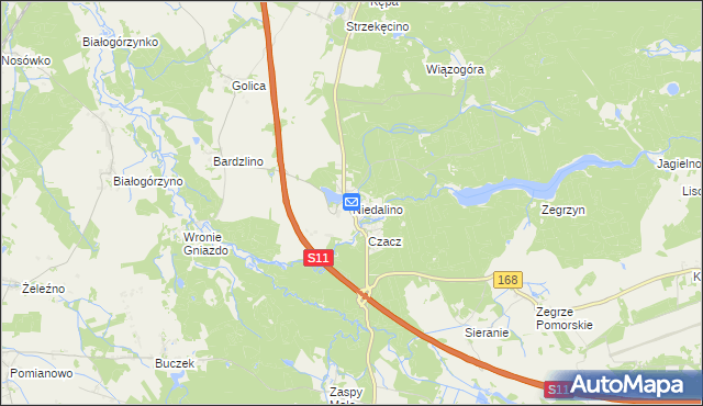 mapa Niedalino, Niedalino na mapie Targeo