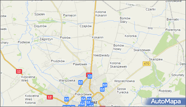 mapa Niedźwiady gmina Żelazków, Niedźwiady gmina Żelazków na mapie Targeo