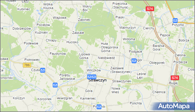 mapa Niedźwiedź gmina Strawczyn, Niedźwiedź gmina Strawczyn na mapie Targeo
