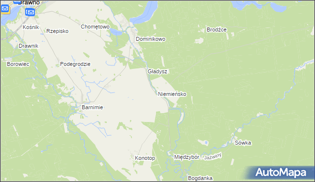 mapa Niemieńsko, Niemieńsko na mapie Targeo