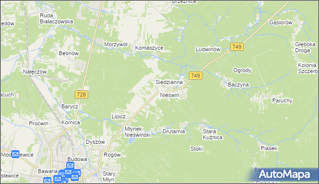 mapa Nieświń, Nieświń na mapie Targeo