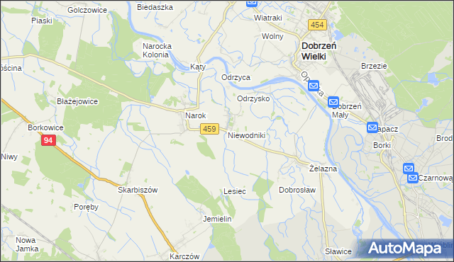 mapa Niewodniki, Niewodniki na mapie Targeo