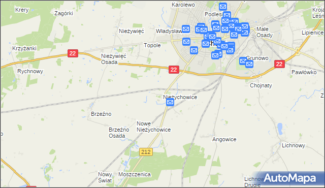 mapa Nieżychowice, Nieżychowice na mapie Targeo