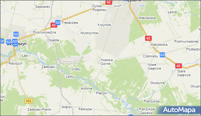 mapa Niwiska Górne, Niwiska Górne na mapie Targeo