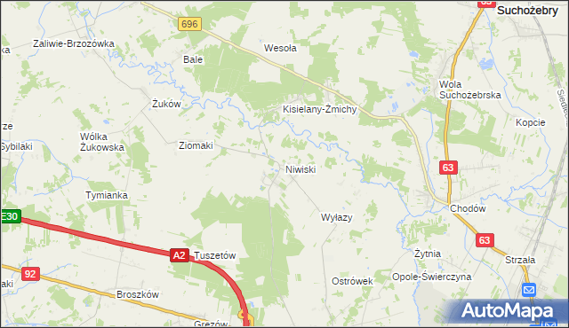 mapa Niwiski, Niwiski na mapie Targeo