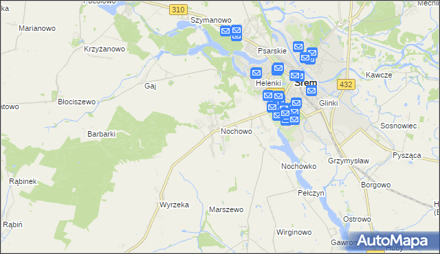 mapa Nochowo, Nochowo na mapie Targeo