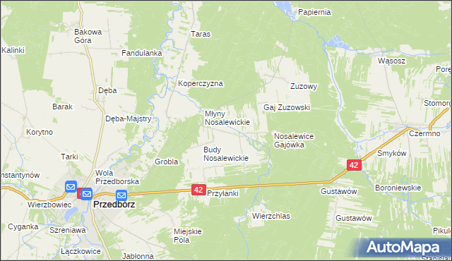 mapa Nosalewice, Nosalewice na mapie Targeo