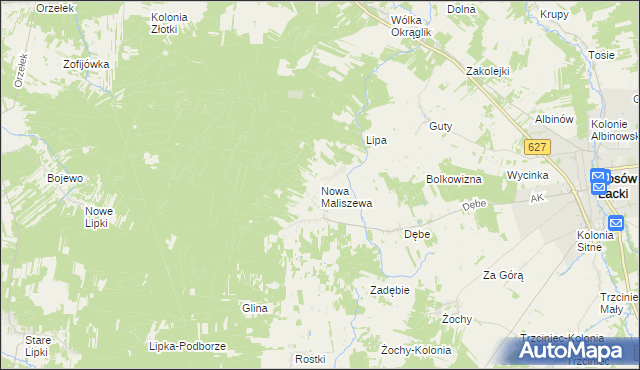 mapa Nowa Maliszewa, Nowa Maliszewa na mapie Targeo