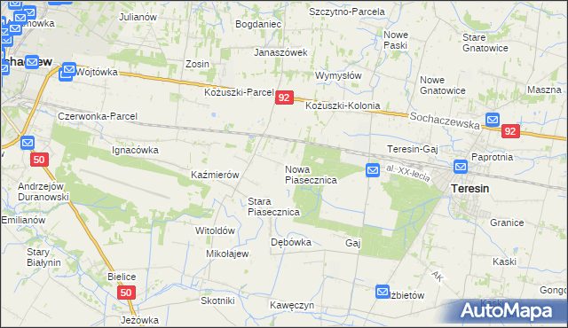 mapa Nowa Piasecznica, Nowa Piasecznica na mapie Targeo