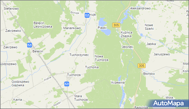 mapa Nowa Tuchorza, Nowa Tuchorza na mapie Targeo
