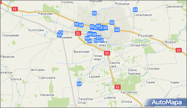 mapa Nowa Wieś gmina Pleszew, Nowa Wieś gmina Pleszew na mapie Targeo
