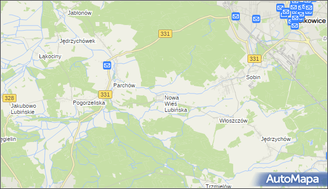 mapa Nowa Wieś Lubińska, Nowa Wieś Lubińska na mapie Targeo