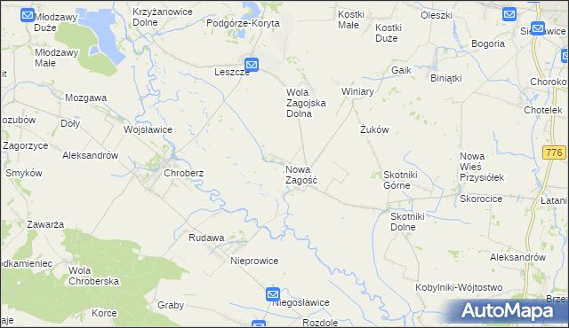 mapa Nowa Zagość, Nowa Zagość na mapie Targeo